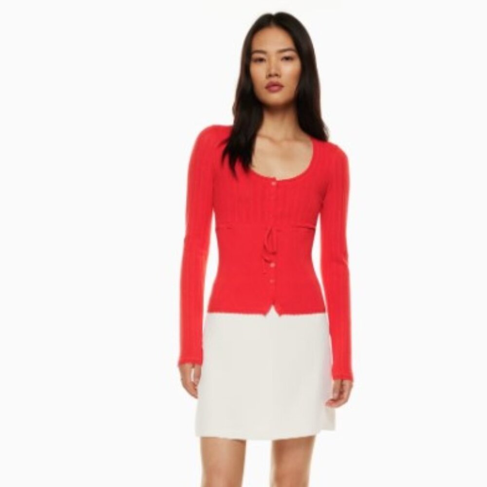 Aritzia Wilfred Red Soloist Long Sleeve Cardigan